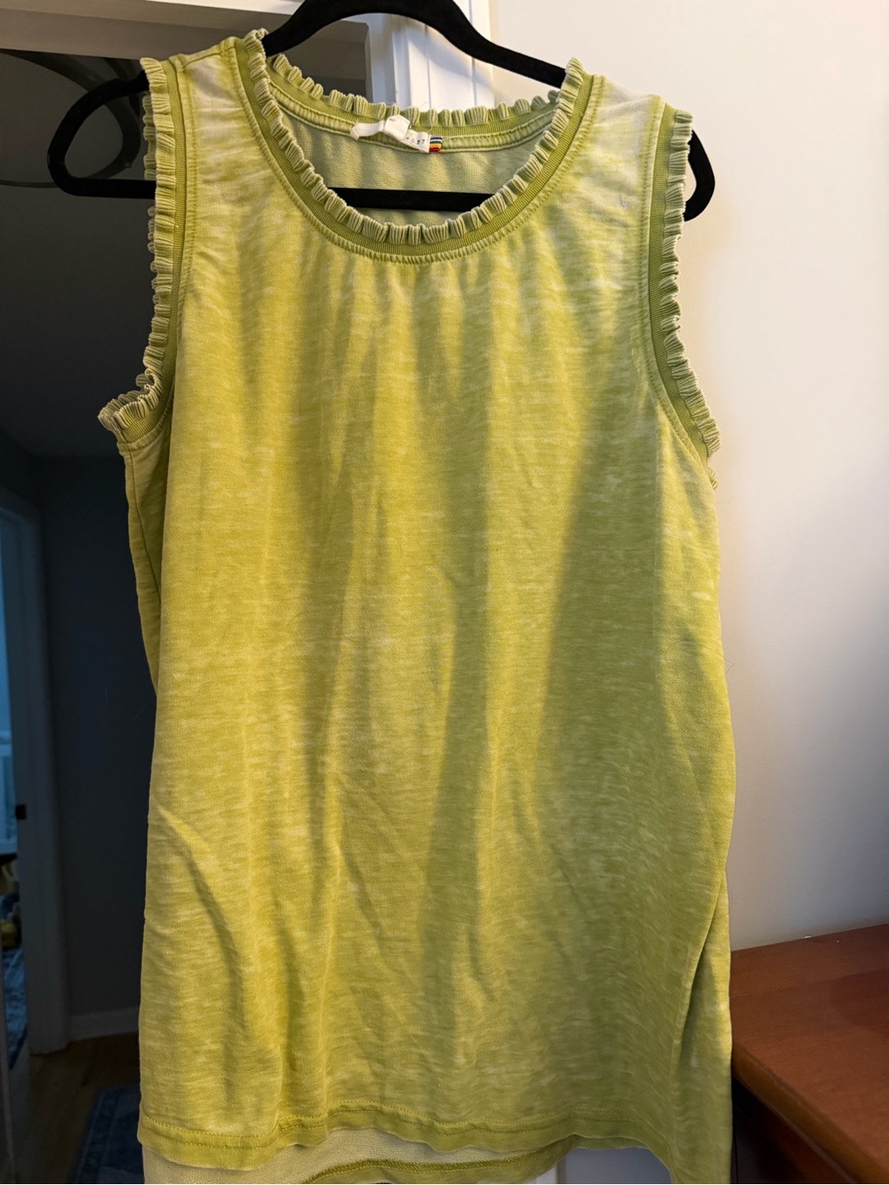 Jane and Delancey Lime Green Ruffle-Trim Sleeveless Tank